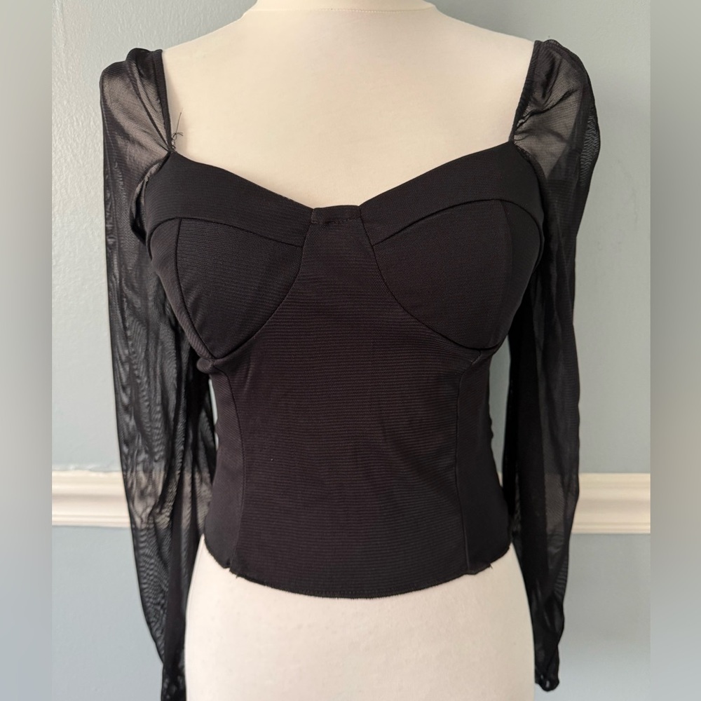 Sincerely Jules Black Sheer Sleeve Blouse